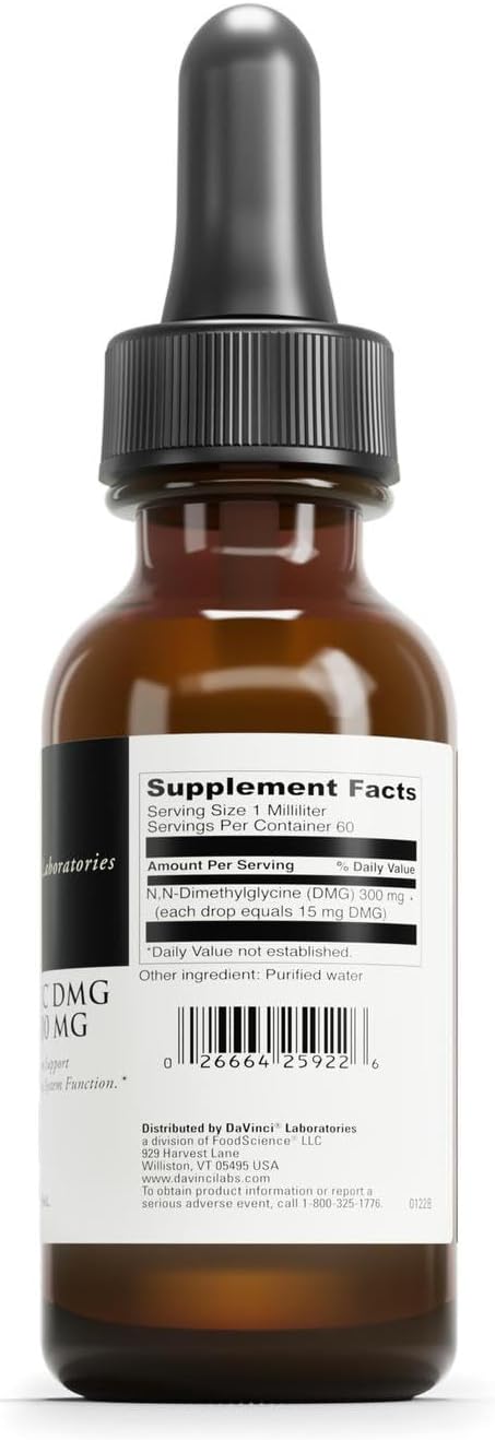 DAVINCI Labs Gluconic DMG Liquid 300mg - Helps Support Immune System Muscle Function Heart Health &amp Brain Health* - 2 fl oz (60 Servings)