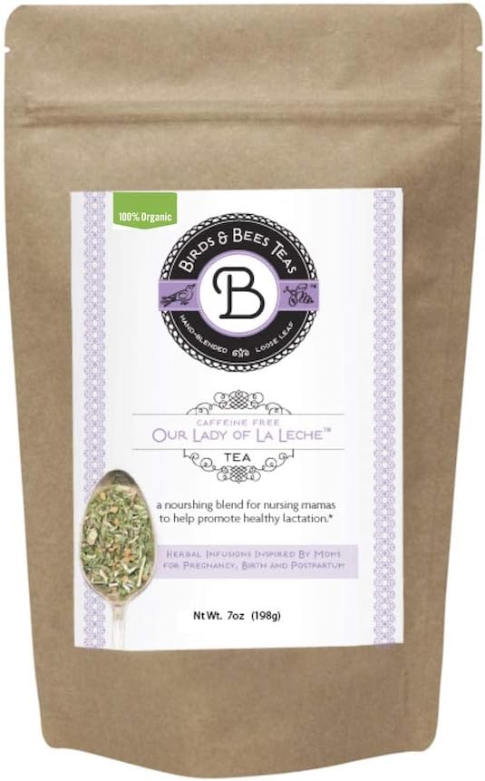 Birds &amp Bees Teas - Organic Lactation Tea - Our Lady of La Leche Breastfeeding Supplement &amp Lactation Supplement to Boost Supply of Mother's Milk with Organic Herbs 40 Servings 6.5 oz