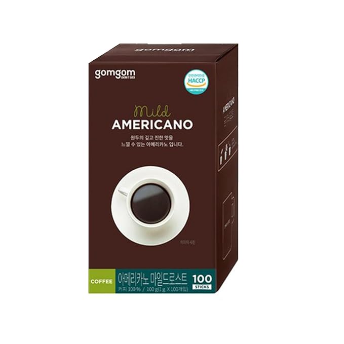 Korean Instant Coffee Mix Sticks Americano and Hazelnut 100 Count 1g Each Gom gom (100 Mild)