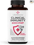 Clinical Immunity - Quick-Start - Immune System Support - Rapid Immunity Response - Boosts Antibodies B + T + NK Cells Neutrophils &amp Macrophagens - Black Elderberry &amp Pre + Probiotics - 60 C