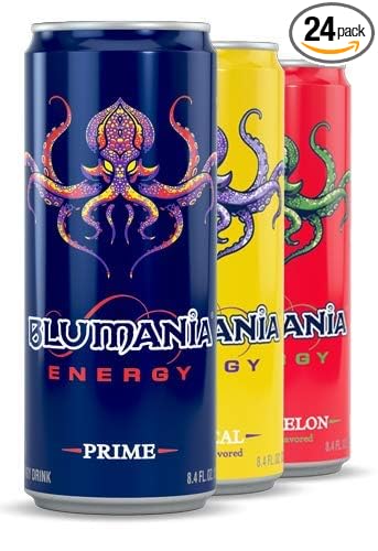 BLUMANIA ENERGY – TRIO 8.4 Oz (Pack of 24) Flavor Assortment Case (3 flavors) No Jitters No Preservatives