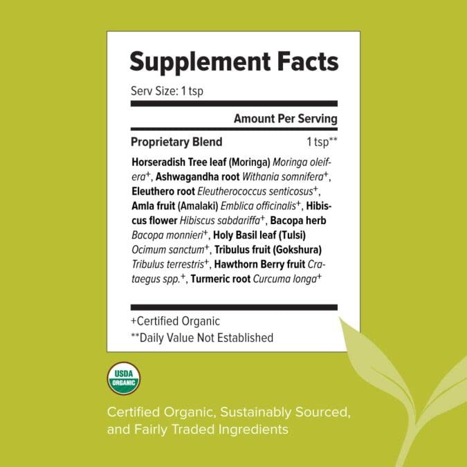 Banyan Botanicals Elevated Adaptogens – Organic Superfood Powder with Moringa Ashwagandha &amp Tulsi – Caffeine-Free Superfood Blend for Herbal Stress Relief* – 2.5oz – Non GMO Sustainably Sourced V