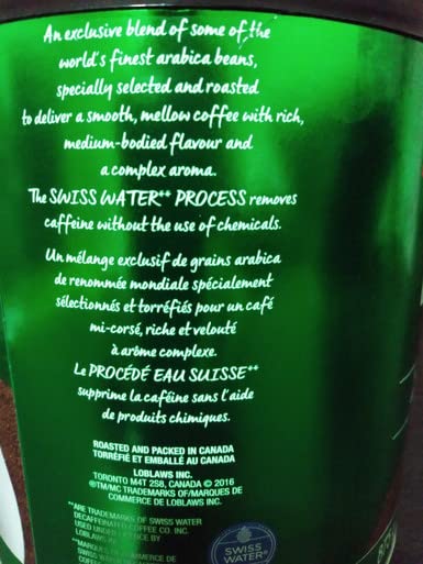 President's Choice Gourmet Decaffeinated Medium Roast Fine 100% Arabica Coffee 875g/30.9 oz. {Imported from Canada}