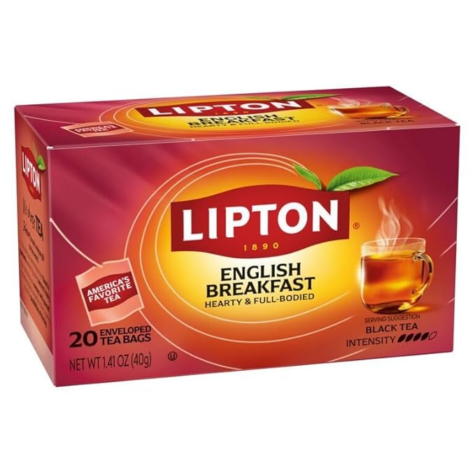 Lipton English Breakfast Tea Bags Flavored Teabags 120 Total Bags (20ct - Pack of 6)