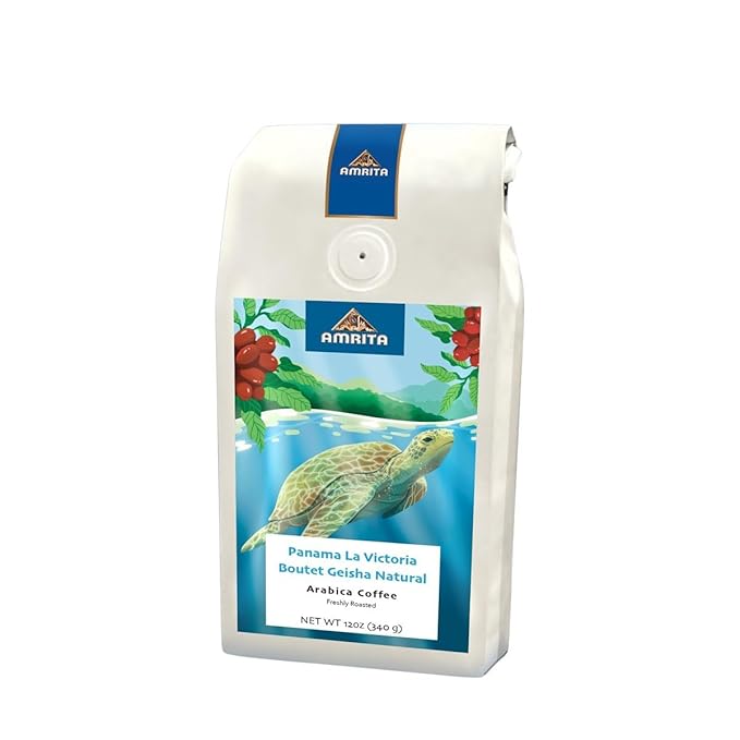 Panama La Victoria Boutet Geisha Natural - Roasted by Amrita Certified Pure - Freshly Ground Coffee - 2 Pound Bag