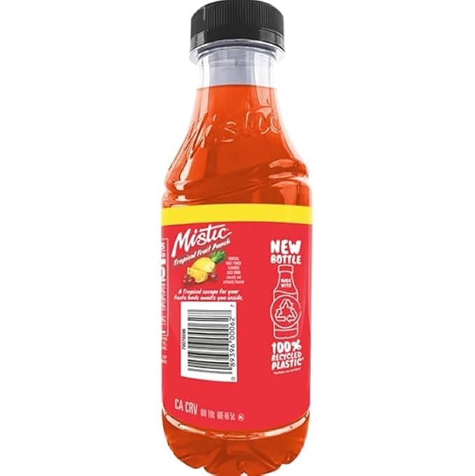 Mis-tic Vibrant Flavor Tropical Fruit punch Juice 16 fl oz - 12 Bottles (Pack of 12 Fruit Punch Tropical)