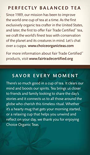 Choice Organic Teas Herbal Tea 3 Boxes of 16 (48 Tea Bags) Peppermint Caffeine Free
