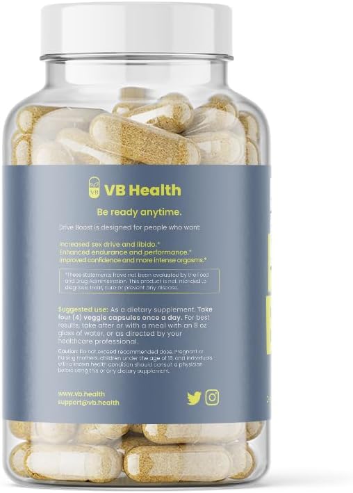 Drive Boost Sexual Health Supplement (120 Capsules) Support Stamina &amp Libido Made with Maca Tongkat Ali Tribulus Terrestris and Red Ginseng Made in The USA
