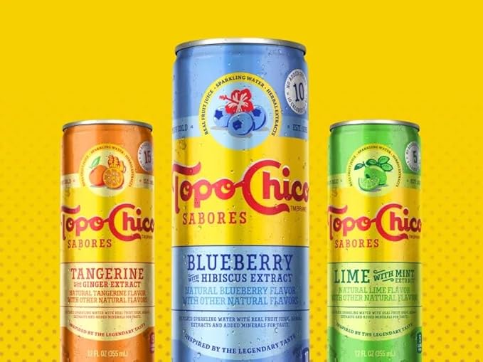 Topo Chico Sabores Variety Pack - Tangerine Ginger Blueberry Hibiscus &amp Lime Mint | 3 Flavors | 12 Fl Oz (Pack of 12)