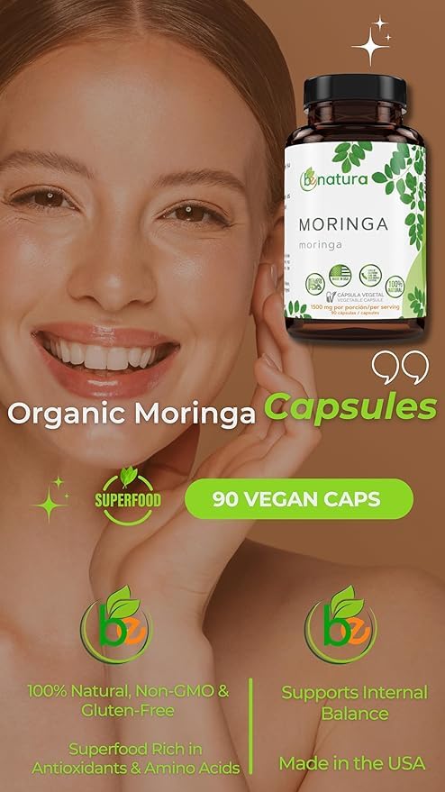 Guanábana Hoja Seca Té (Dried Soursop Leaves Tea) Combo 4 oz Bag + Moringa 90 Organic Capsules 1500 mg per Serving – 100% Natural Vegan Superfood – Non-GMO Gluten-Free – Made in USA – Rich in Ant