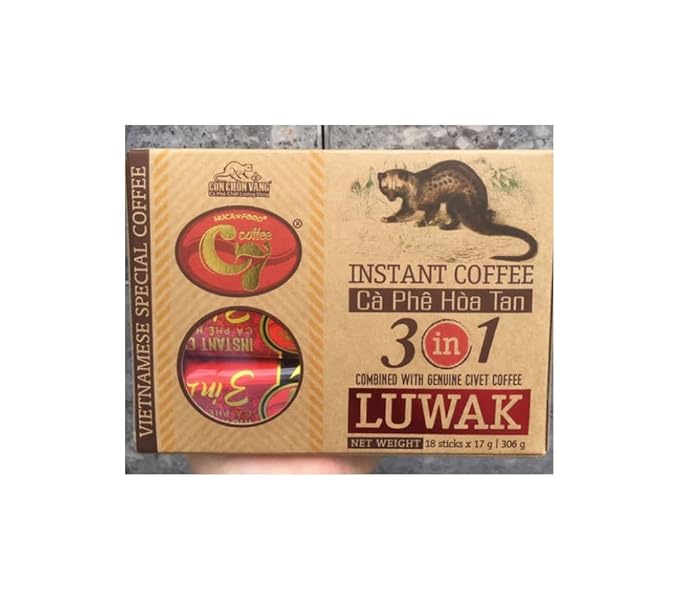 Vietnamese Instant Coffee 3 in 1 18 Packets 306 Grams Weasel Civet