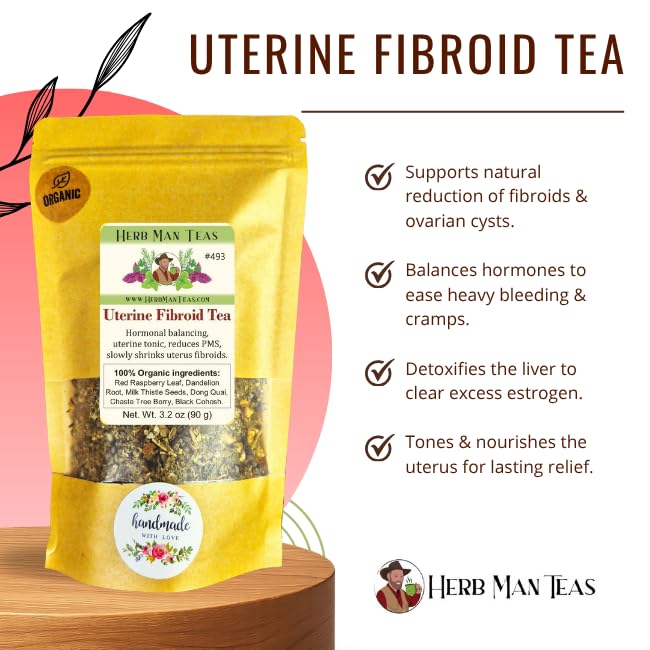 FIBROID TEA — Organic Herbal Blend for Hormonal Balance &amp Uterine Tissue Health — by Master Herbalist Khabir Non-GMO No Additives
