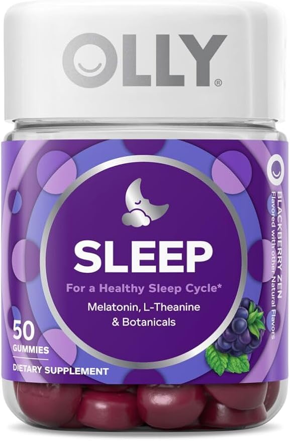 OLLY Extra Strength Sleep 5mg Melatonin 50ct &amp Restful Sleep Melatonin Gummy 50ct - BlackBerry Zen - L-Theanine Chamomile &amp Lemon Balm Sleep Aid
