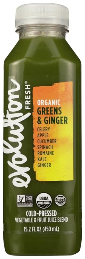 Evolution Fresh Organic Greens and Ginger Juice Blend 15.2 Fluid Ounce - 6 per case.