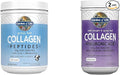 Garden of Life Grass Fed &amp Marine Collagen Peptides Powder Bundle - Unflavored Hydrolyzed Protein for Skin Hair Nails Joints - 28 &amp 12 Servings