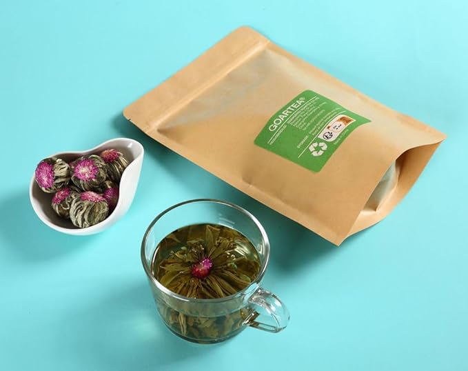 GOARTEA Blooming Tea Flowers - 24pcs 2 Packs of 12 - Individually Sealed Flowering Balls - Hand-Tied Natural Green Tea Leaves &amp Edible Flowers - Gifts For Tea Lovers