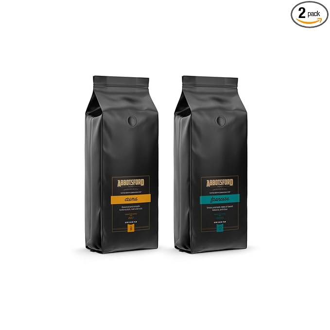 Abbotsford Road - Specialty Coffee Variety Pack Espresso Gourmet Roasted Coffee Beans Ideal for Cold Brew Drip Aeropress Pour Over or Percolator Includes Two 12oz Bags (Crema | Francese Ground)
