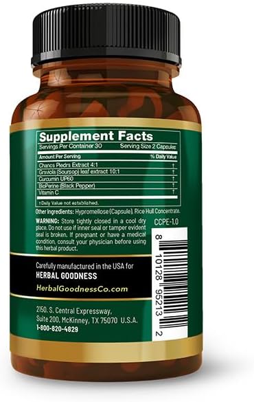 Chanca Piedra Stone Breaker - The Original Formula with Soursop Extract Curcumin &amp Bioperine to Detox Urinary Tract Kidney Gallbladder Cleanse Supplement Pure Phyllanthus Niruri 60 Vegan Caps