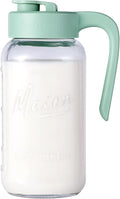 Mason Jar Pitcher - Airtight &amp Leakproof Glass Pitcher with Lid Perfect for Breastmilk Cold Brew and Sun Tea 2 Quart (64 oz) Mason Jar with Pour Spout Lid