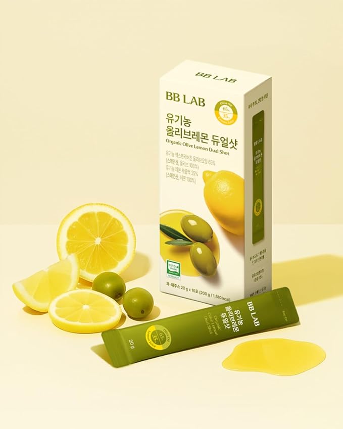 BB LAB Organic Olive Lemon Dual Shot Cold Pressed Extra Virgin Picual Olive Oil with NFC Lemon Juice 20g*10 Sticks