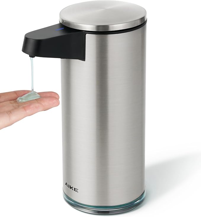 AIKE SensePro Automatic Soap Dispenser Type-C Rechargeable Brushed Stainless Steel Finish 12.8 fl.oz. for Liquid Soap