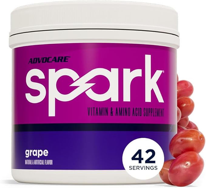 AdvoCare Spark - Energy Drink Mix - Vitamin &amp Amino Acid Supplement - Supports Energy &amp Focus - Portable Immune Support - Sugar-Free - Grape (10.5