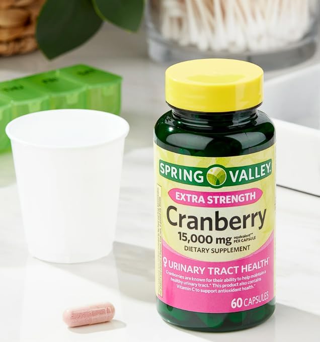 Spring Valley Ultra Triple Strength Cranberry Dietary Supplement 15000 mg 60 Count + Daily Supplement Tracker Sticker