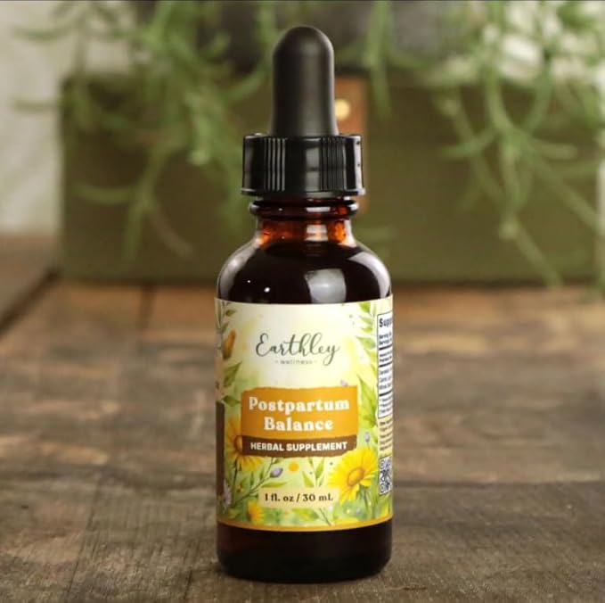 Earthley Wellness Postpartum Balance Supports and Balances Female Hormones Supports Postpartum Recovery Smooths Out Mood Swings Essential Herbs Like Dandelion Root Catnip &amp Alfalfa (2oz)