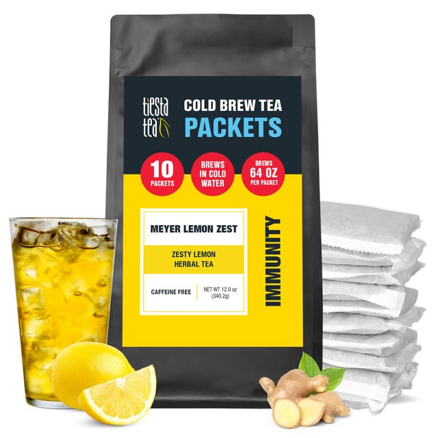 Tiesta Tea - Meyer Lemon Zest Cold Brew Loose Leaf Premium Blend Non-Caffeinated Iced Tea 10 Cold Brew Packets Makes One 64oz Pitcher