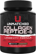 Unmatched Collagen Peptide-6 | Multi-Source Collagen Powder with Vitamin C Biotin &amp Hyaluronic Acid | Supports Skin &amp Joint Health | 30 Servings (Chocolate)
