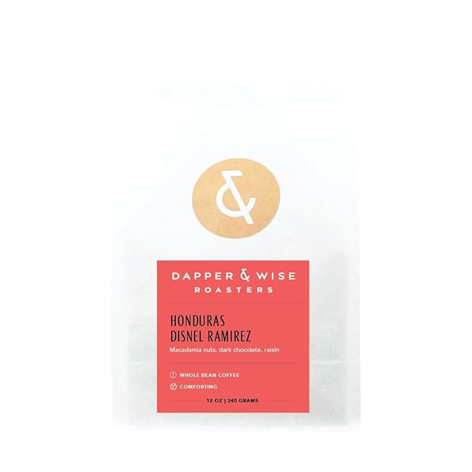Honduras Disnel Ramirez - Roasted by Dapper &amp Wise - Whole Bean Coffee - 12 Ounce Bag