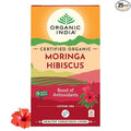 A TATA Product - Organic India Moringa Hibiscus Infusion 25 Tea Bags Certified Organic Antioxidant-Rich Caffeine-Free Whole Herb Blend