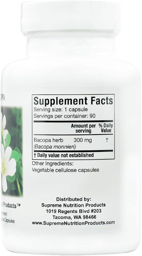 Supreme Nutrition Products Bacopa 90 Pure Bacopa Herb Vegetarian Capsules (Pack of 2)
