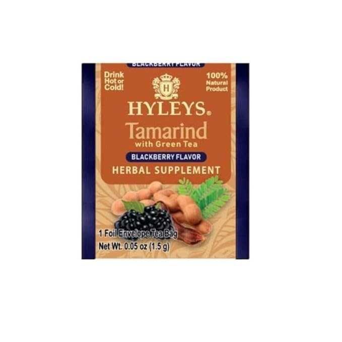 Hyleys Tamarind With Green Tea Blackberry Flavor - 25 Tea Bags (Gmo Free Gluten Free Dairy Free Sugar Free &amp 100% Natural)