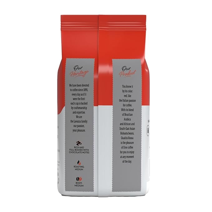 Lavazza Qualità Rossa Whole Bean Coffee Medium Roast Arabica and Robusta Blend 2.2 lb Bag (Pack of 1)