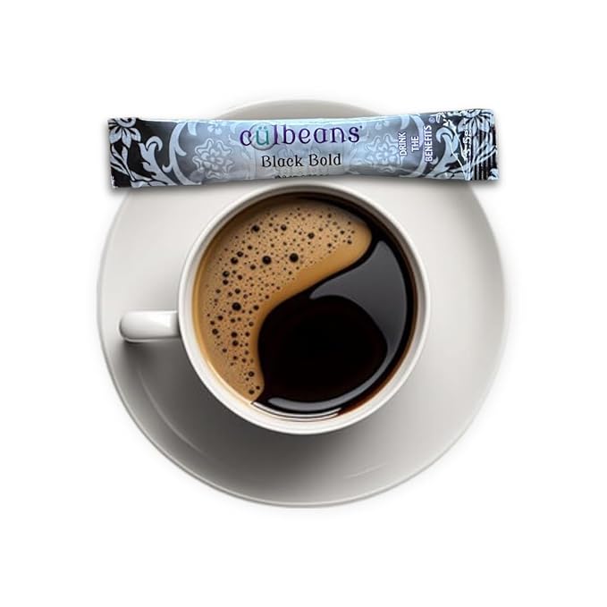 Arabica Coffee Blend with six Organic Mushrooms Instant Ground Coffee great for on the go! Arabica Blend (Black Bold)