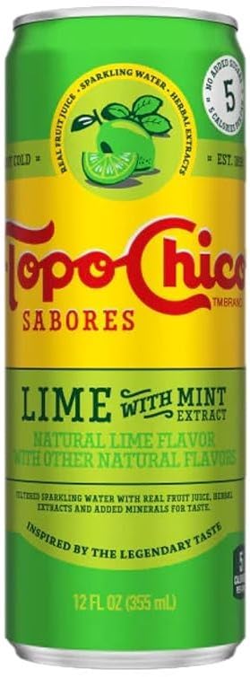 Topo Chico Sabores Variety Pack - Tangerine Ginger Blueberry Hibiscus &amp Lime Mint | 3 Flavors | 12 Fl Oz (Pack of 12)