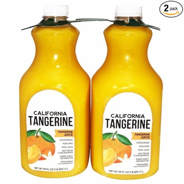 Tangerine Juice Non-GMO Kosher 100% Juice Not From Concentrate Pasteurized Keep refrigerated Non-GMO project verified 2 Count [ 59 oz 3.6 pound ]