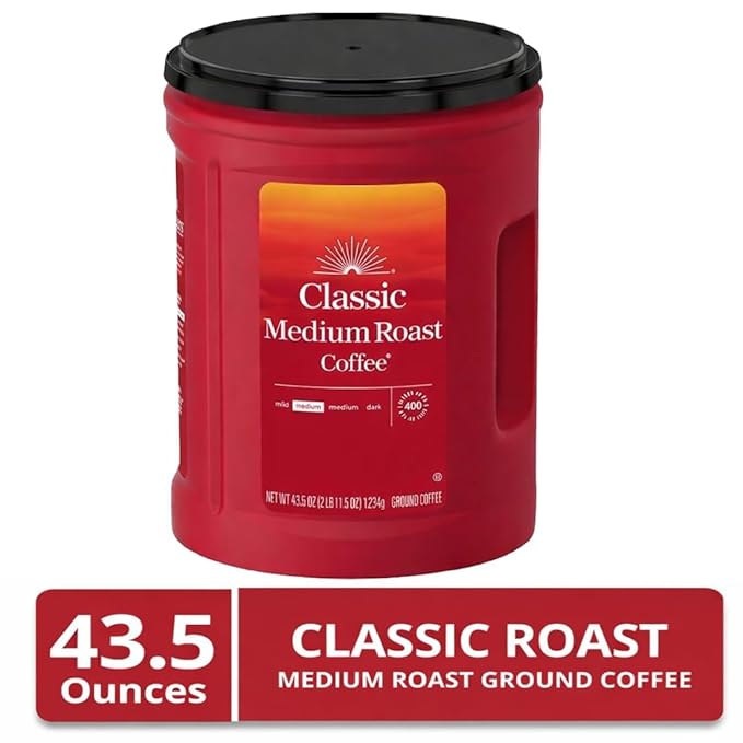 Medium Roast Ground Coffee Powder – Colombian Arabica Coffee Grounds – Fresh Roasted Premium Blend – Rich &amp Smooth Flavor – Bulk Value Size Canister – Drip Coffee Maker French Press Pour Over &a