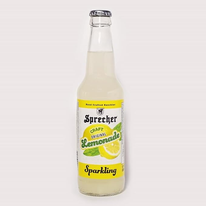 Sprecher Sparkling Original Lemonade in 12 fl oz Glass Bottles (12 Pack) Handcrafted Craft Soda with Real Lemon Juice Naturally Flavored and Cane Sugar Sweetened