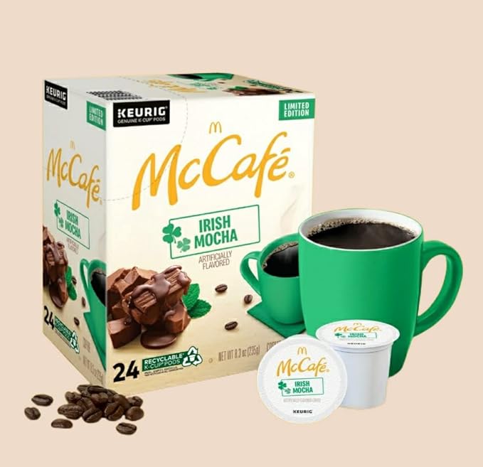 McCafe Irish Mocha Limited Edition Coffee K Cups - Pack of 2 Boxes - 24 K Cup Pods Per Box - 48 K Cups Total - For Use In Keurig Coffee Makers - Limited Edition McCafe Flavor