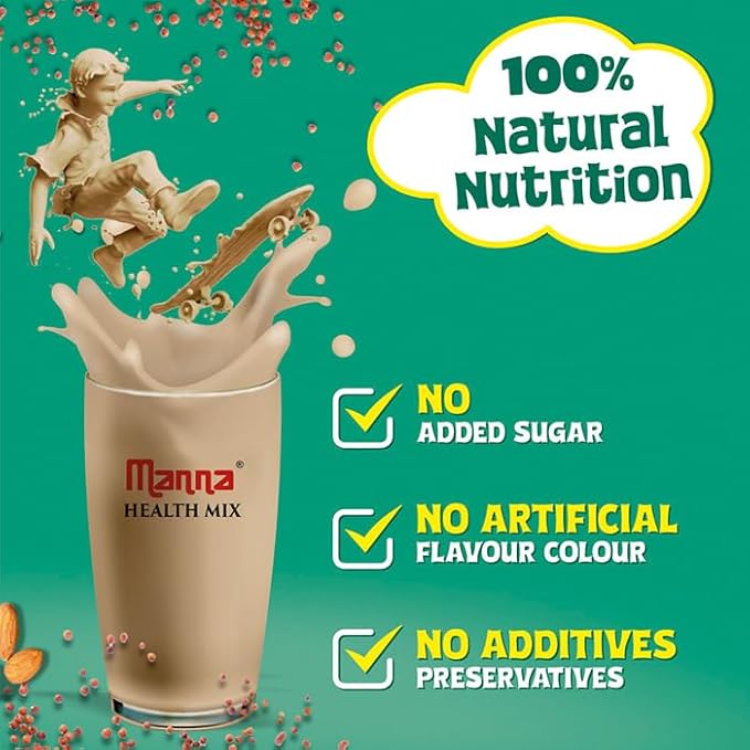 Manna Health Mix | 100% Natural Multigrain Nutrition Drink Kids | Multi Millet Health Drink Mix Powder 2kg (1kg x 2 Packs) | Sathu Maavu | Porridge
