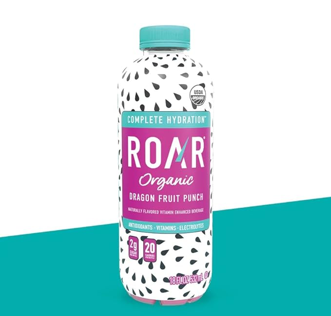 Roar Organic Beverages Variety Pack 10-Pack (18oz Bottles) – Strawberry Lemonade Dragon Fruit Punch Mango Clementine Blackberry Lemonade &amp Georgia Peach – Refreshing Organic Drink
