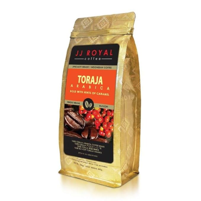 JJ Royal Coffee Toraja Arabica 200g Whole Beans (Pack of 1)