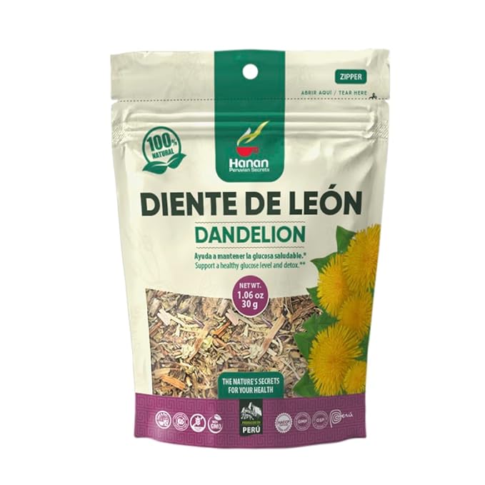 Hanan Peruvian Secrets Diente De Leon Herbal Tea | 100% Natural Dandelion Leaves | 1.06oz / 30g | Naturally Supports Healthy Digestion | Soothes Occasional Stomach Discomfort -3 Pack