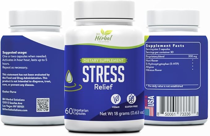 Stress Relief - Clarity and Focus - Relief from Stress and Tension - 100% Natural and Herbal Supplement