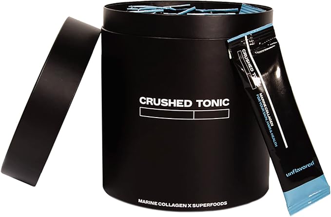 Crushed Tonic Marine Collagen Powder Korean Beauty Drink with Hydrolyzed Collagen Peptides for Skin Hair &amp Nails | Gluten-Free Halal &amp Kosher (Pure Unflavored 30 Servings (150 g) Sticks)