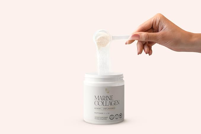 Renew Marine Collagen Powder + Biotin &amp Hyaluronic Acid for Better Hair Skin &amp Nails Unflavored - 20 Scoops 8oz