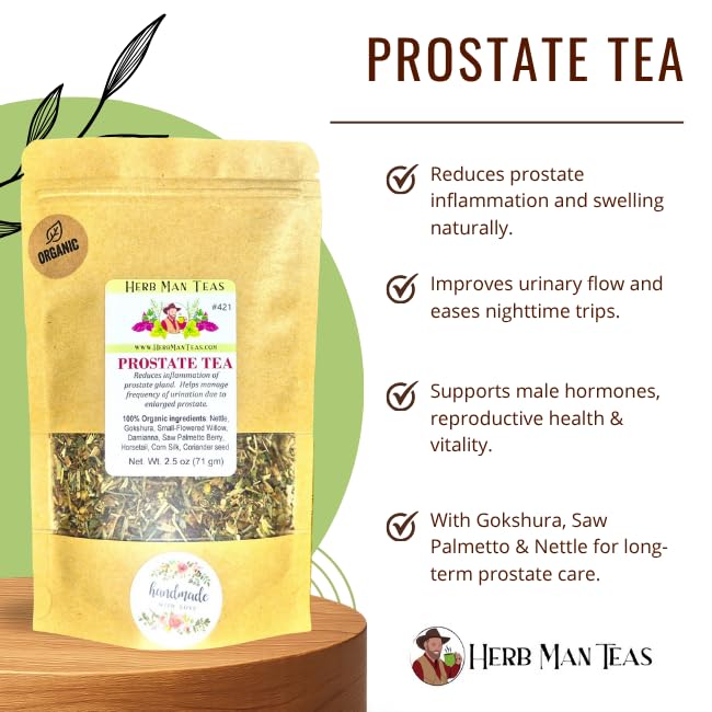 PROSTATE TEA – Supports Prostate Comfort &amp Healthy Urinary Flow – Organic Herbal Loose Leaf Blend – Formulated by Master Herbalist – Non-GMO No Additives