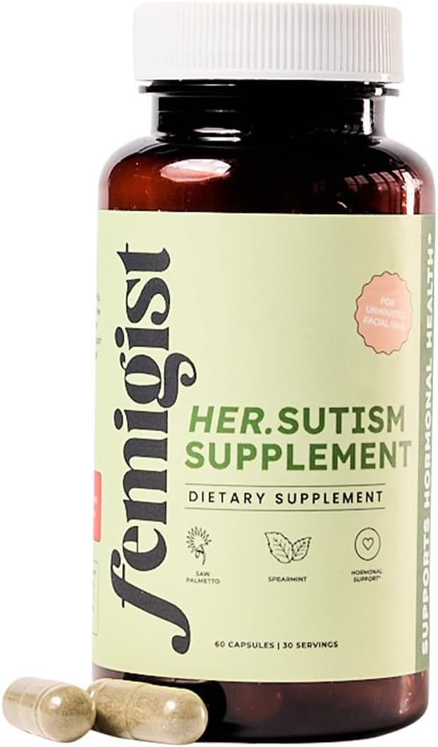 HERsutism Supplement Spearmint Zinc Capsules for Facial Hair Reduction Hirsutism Natural Androgen Blocker PCOS Support Hormone Balance Aid for Women Herbal Solution for Excess Growth